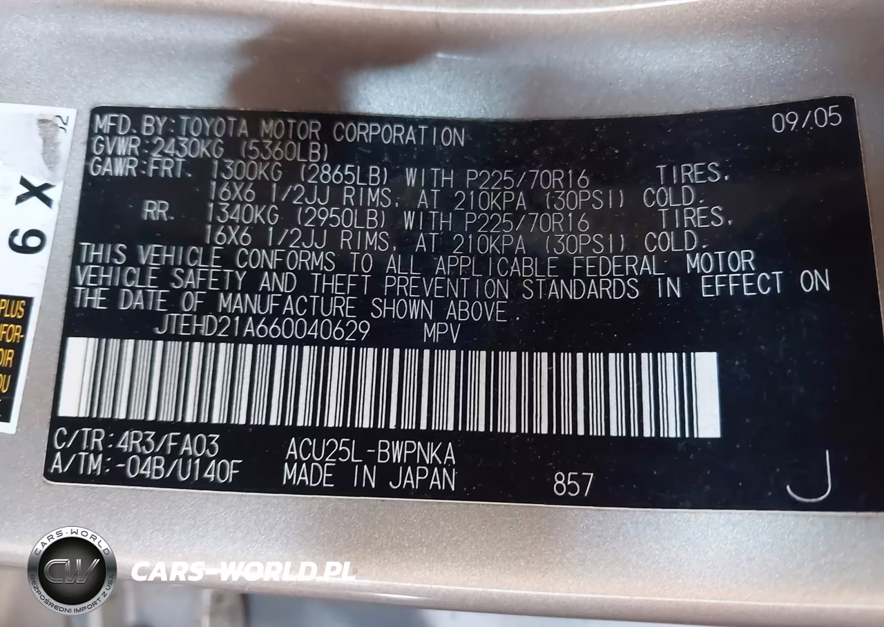 2006 Toyota Highlander VIN:JTEHD21A660040629 - 9