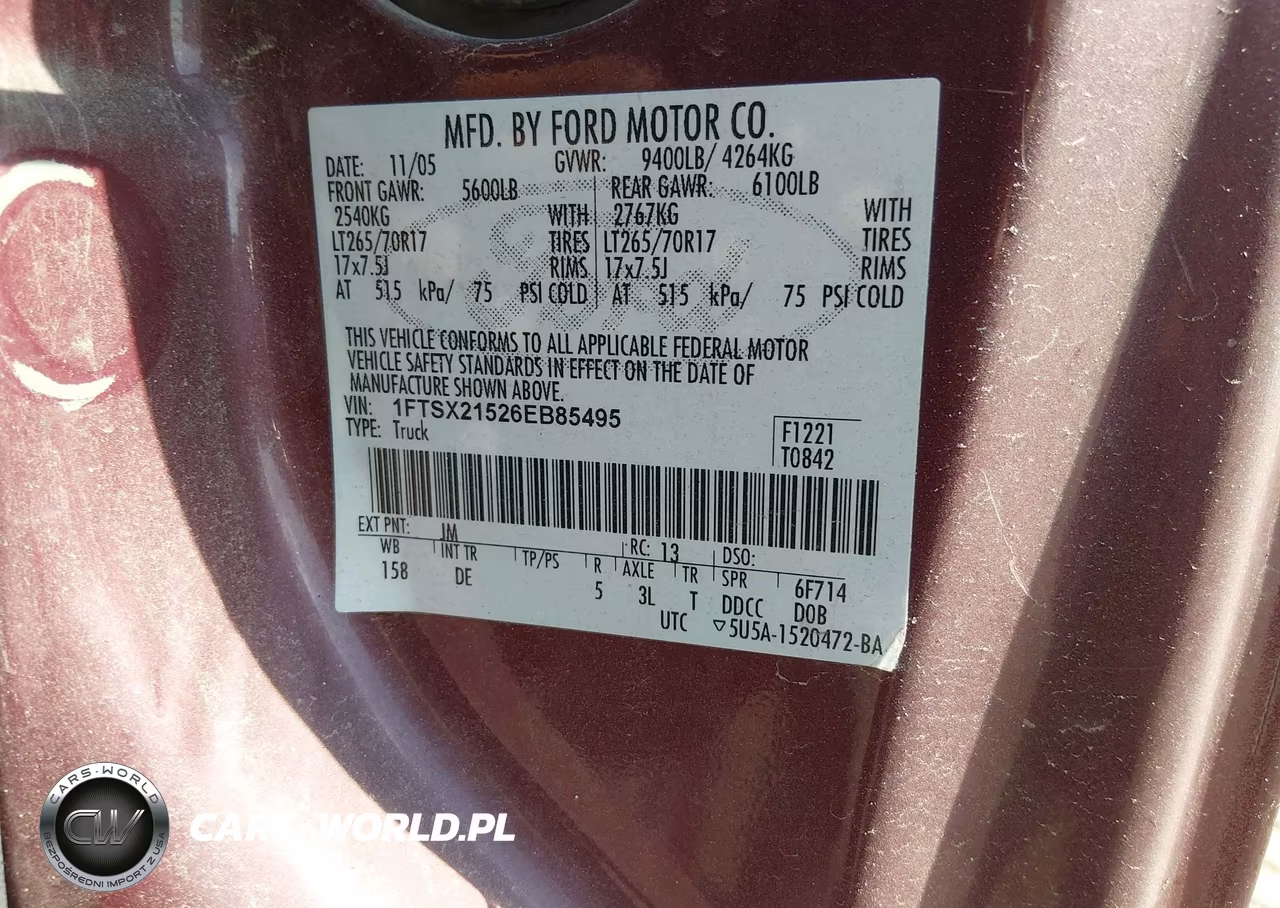 2006 Ford F-250 Lariat-Xl-Xlt VIN:1FTSX21526EB85495 - 9
