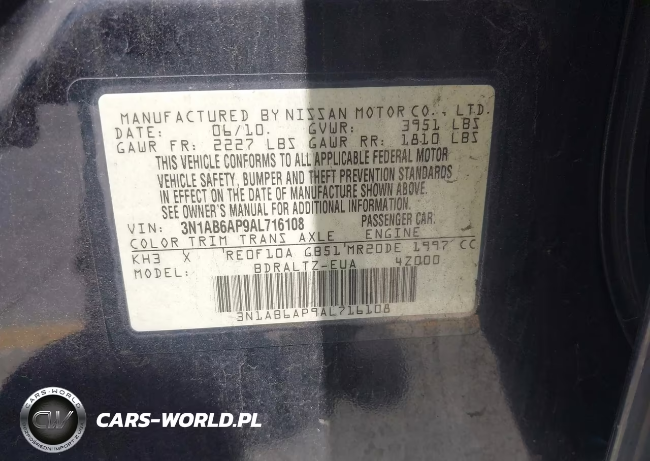 2010 Nissan Sentra 2.0Sr VIN:3N1AB6AP9AL716108 - 9