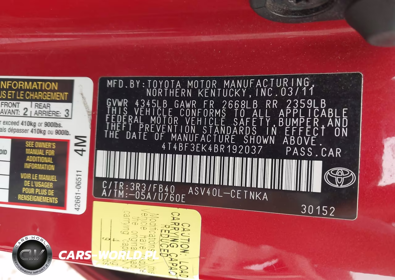 2011 Toyota Camry Le VIN:4T4BF3EK4BR192037 - 9