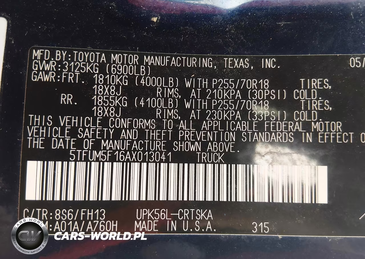 2010 Toyota Tundra Grade 4.6L V8 VIN:5TFUM5F16AX013041 - 9