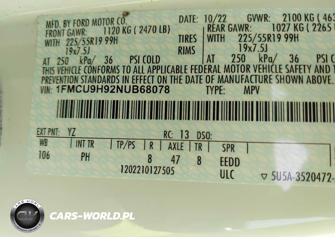 2022 Ford Escape Sel VIN:1FMCU9H92NUB68078 - 9