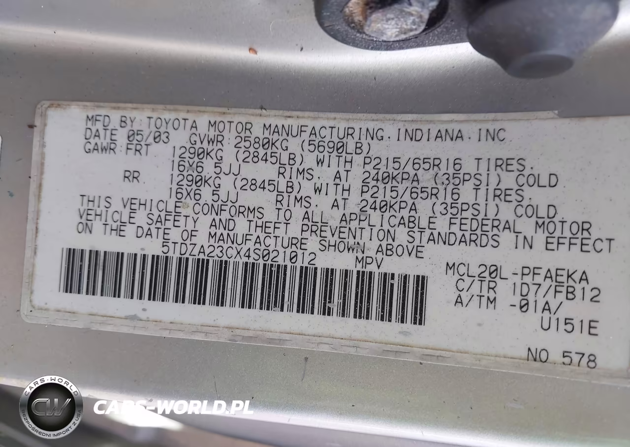 2004 Toyota Sienna Le VIN:5TDZA23CX4S021012 - 9