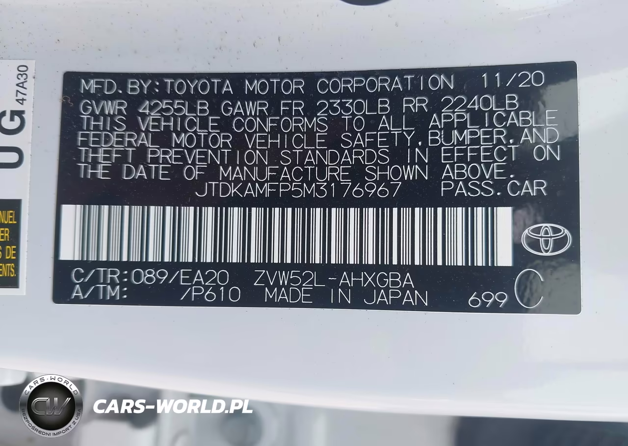 2021 Toyota Prius Prime Limited VIN:JTDKAMFP5M3176967 - 9