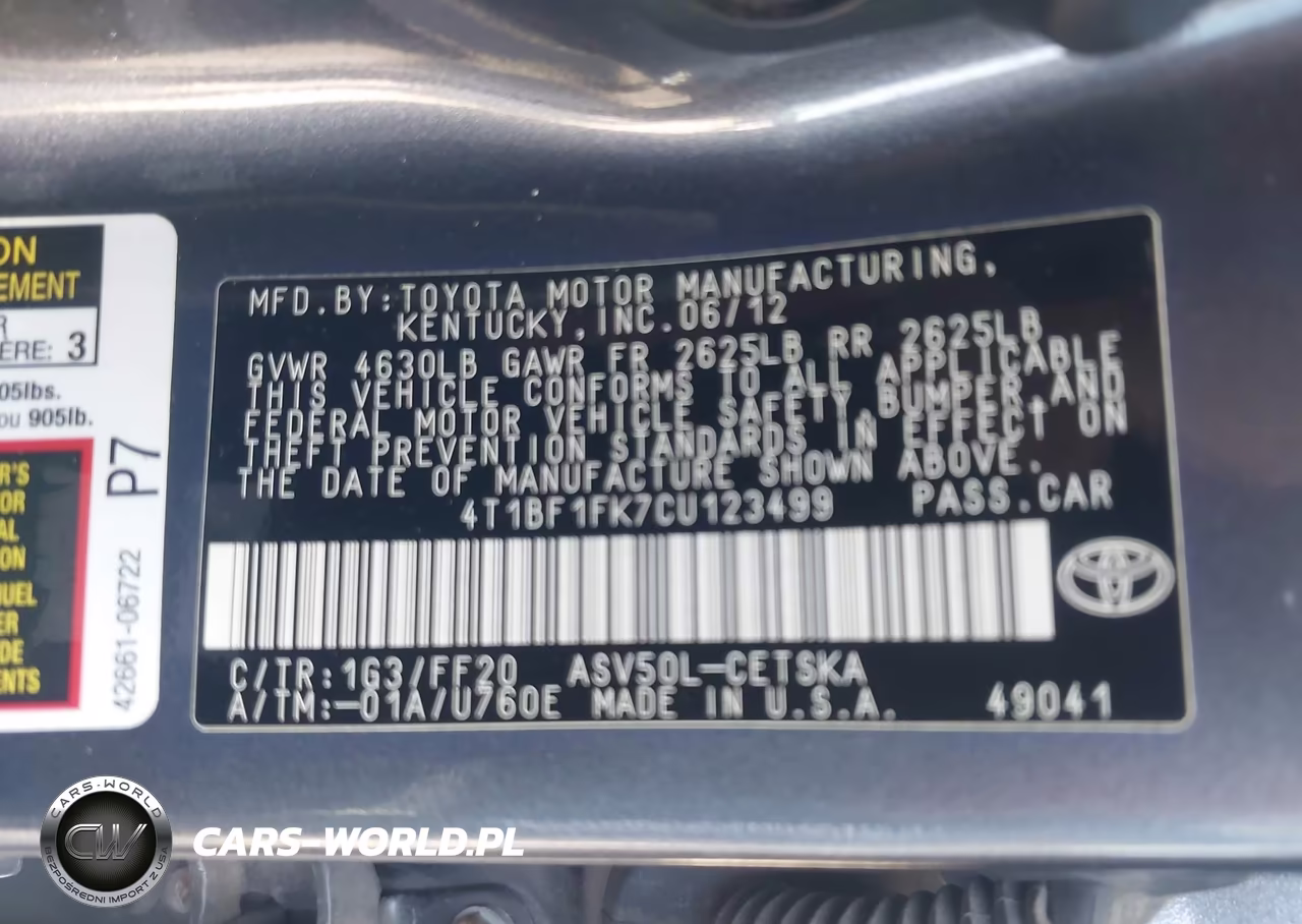 2012 Toyota Camry Se VIN:4T1BF1FK7CU123499 - 9