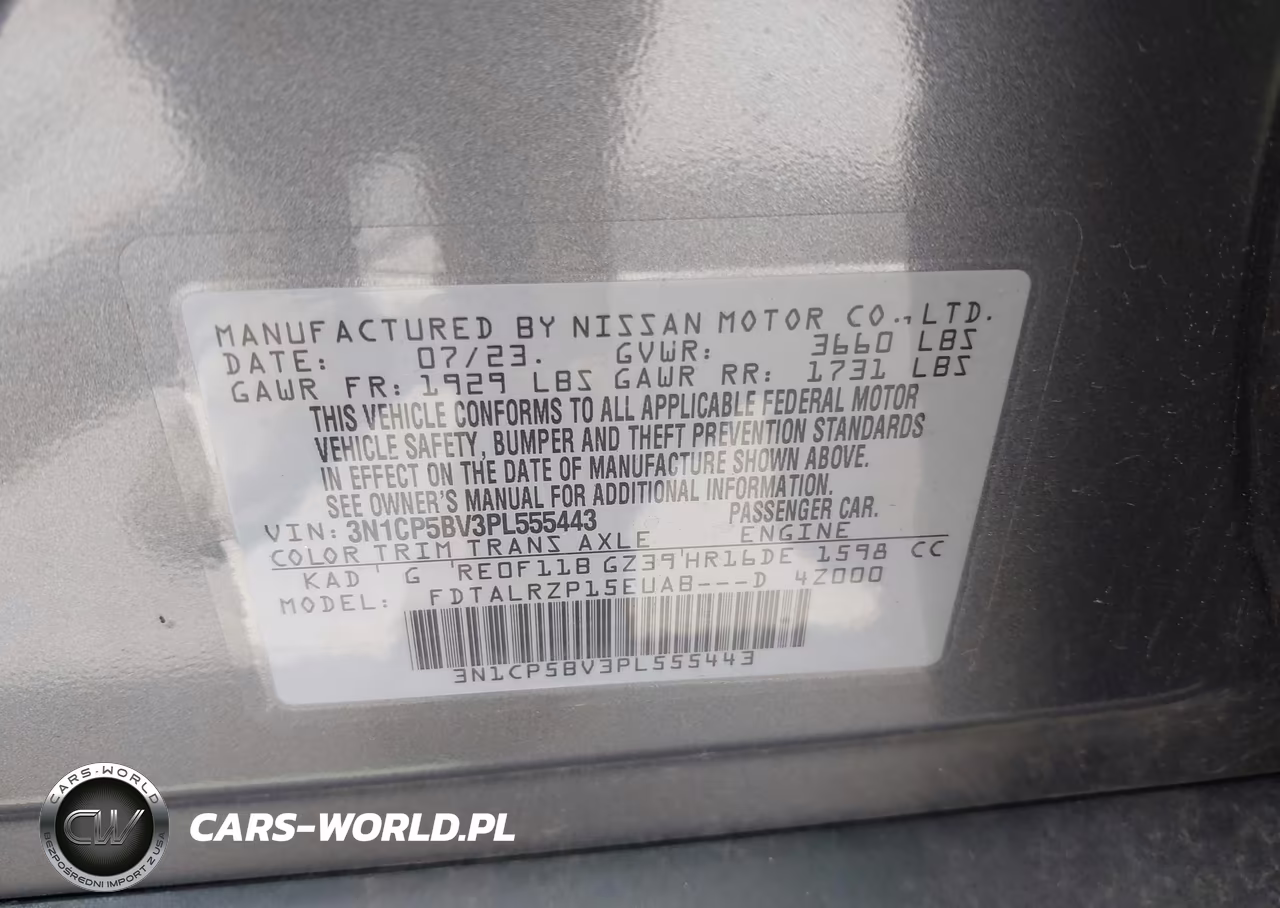 2023 Nissan Kicks S Xtronic Cvt VIN:3N1CP5BV3PL555443 - 9