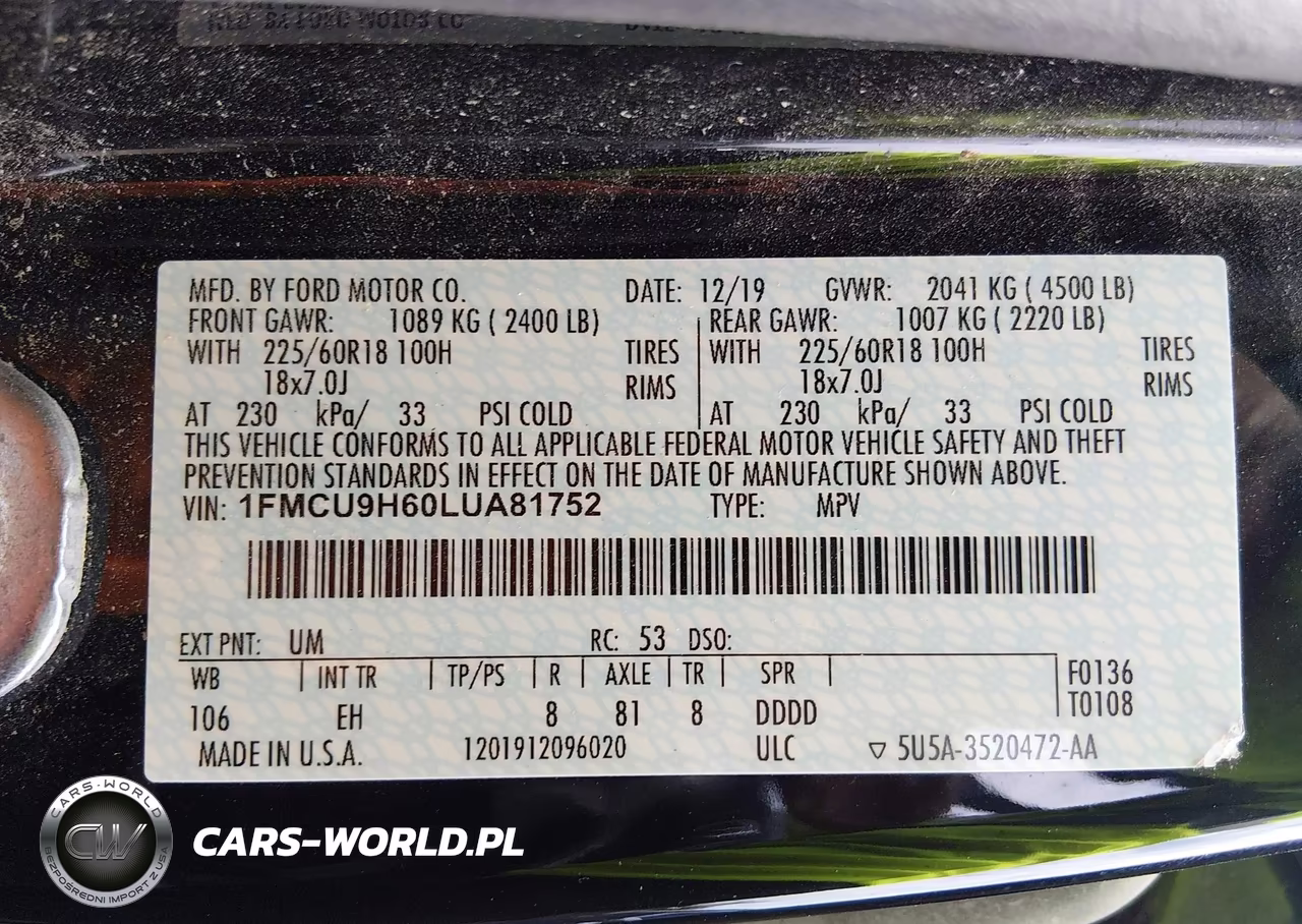 2020 Ford Escape Sel VIN:1FMCU9H60LUA81752 - 9