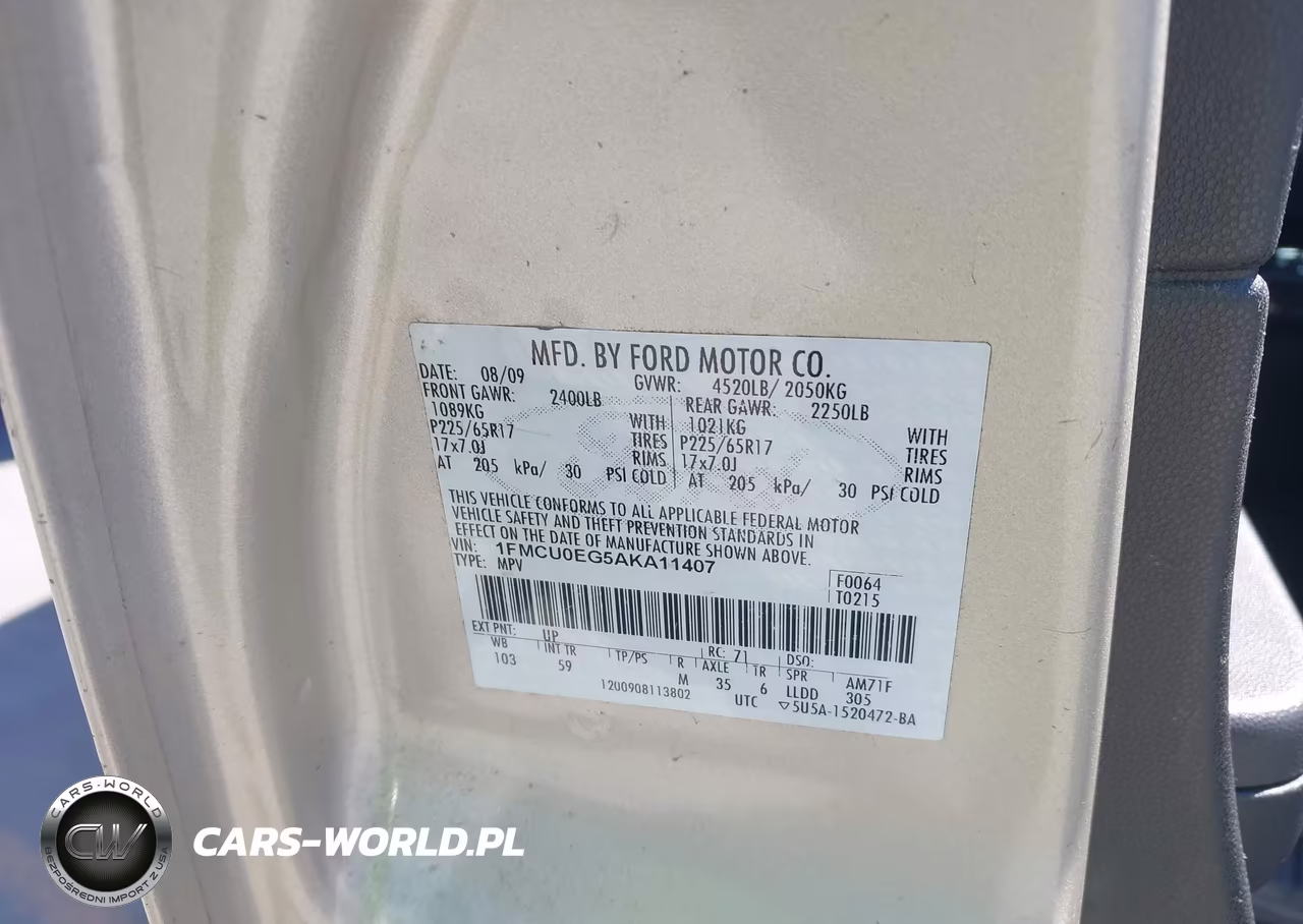 2010 Ford Escape Limited VIN:1FMCU0EG5AKA11407 - 9