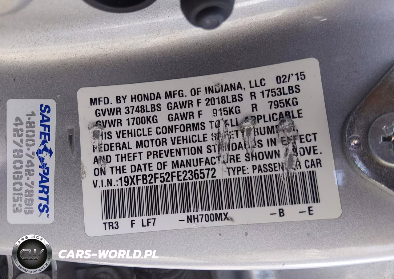 2015 Honda Civic Lx VIN:19XFB2F52FE236572 - 9
