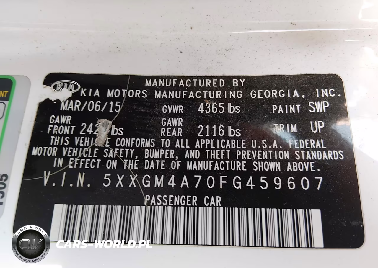 2015 Kia Optima Lx VIN:5XXGM4A70FG459607 - 9