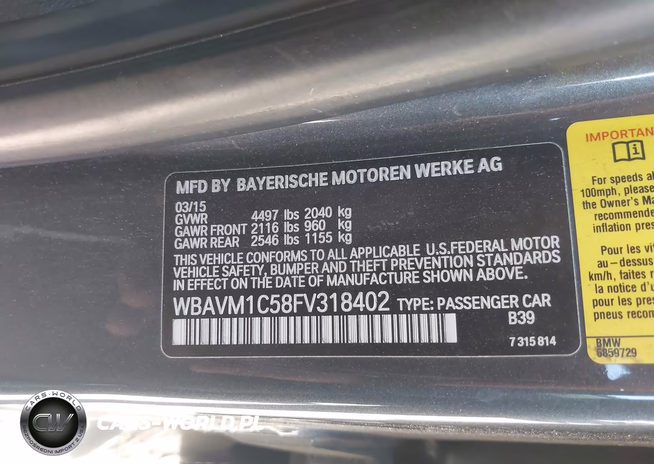 2015 BMW X1 Sdrive28I VIN:WBAVM1C58FV318402 - 9