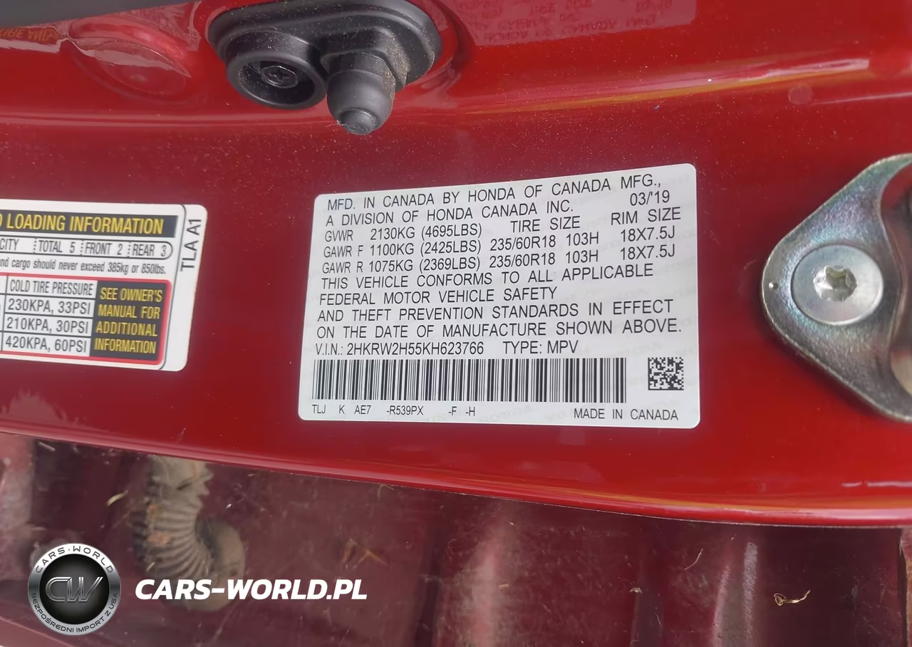 2019 Honda Cr-V Ex VIN:2HKRW2H55KH623766 - 9
