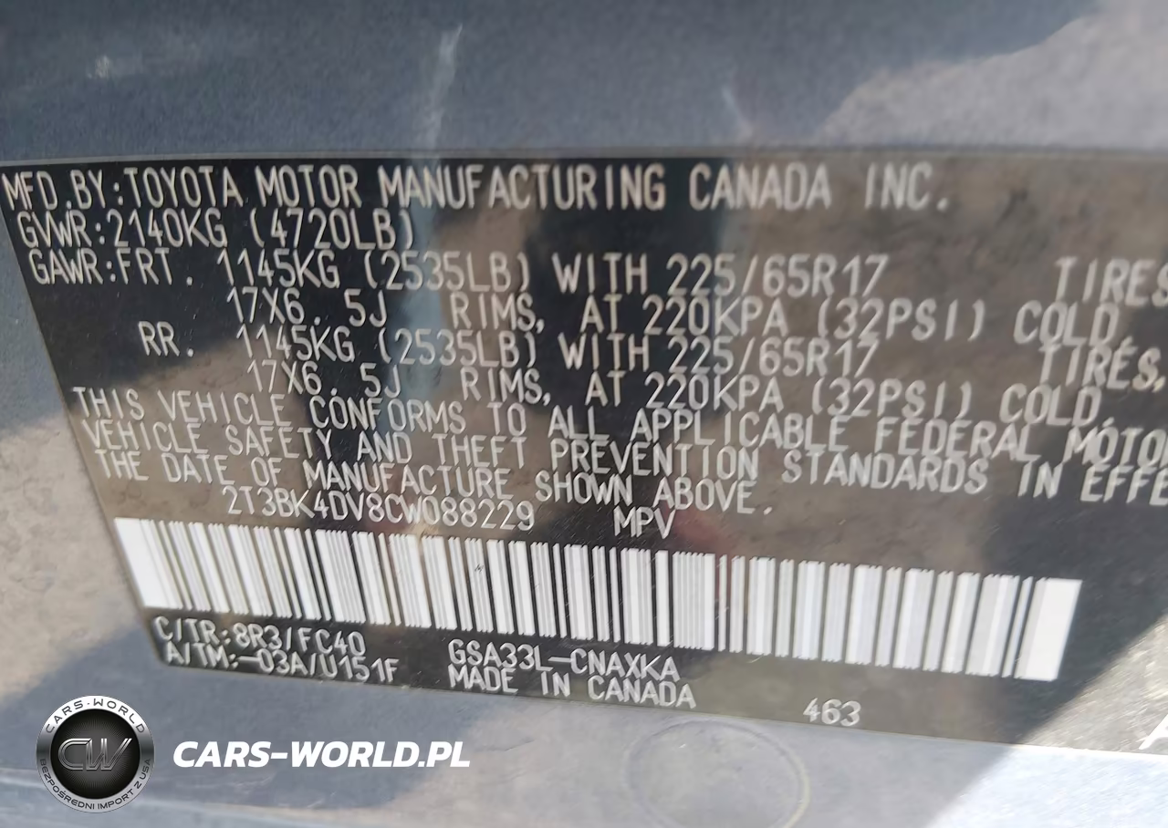 2012 Toyota Rav4 Base V6 VIN:2T3BK4DV8CW088229 - 9
