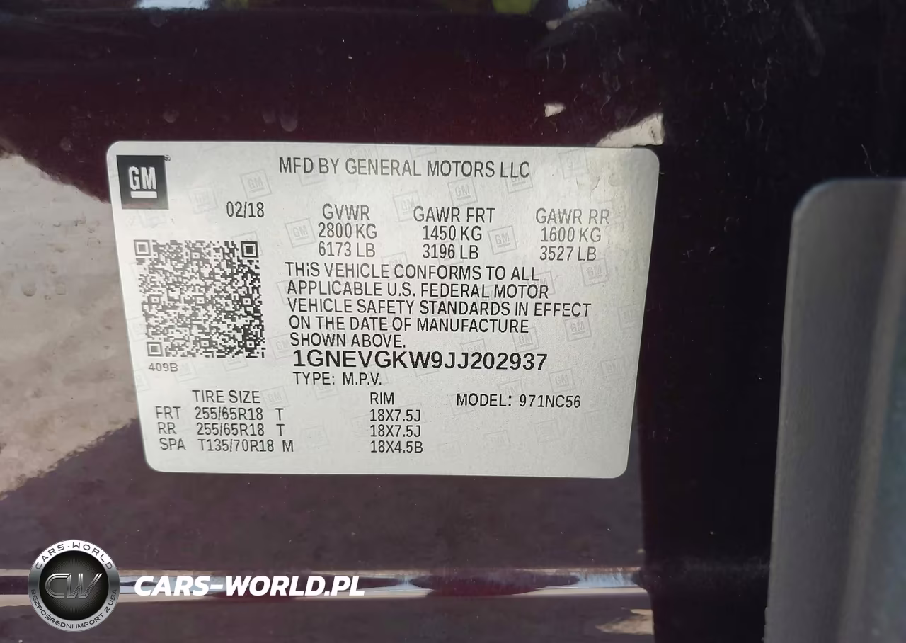 2018 Chevrolet Traverse Lt Cloth VIN:1GNEVGKW9JJ202937 - 9