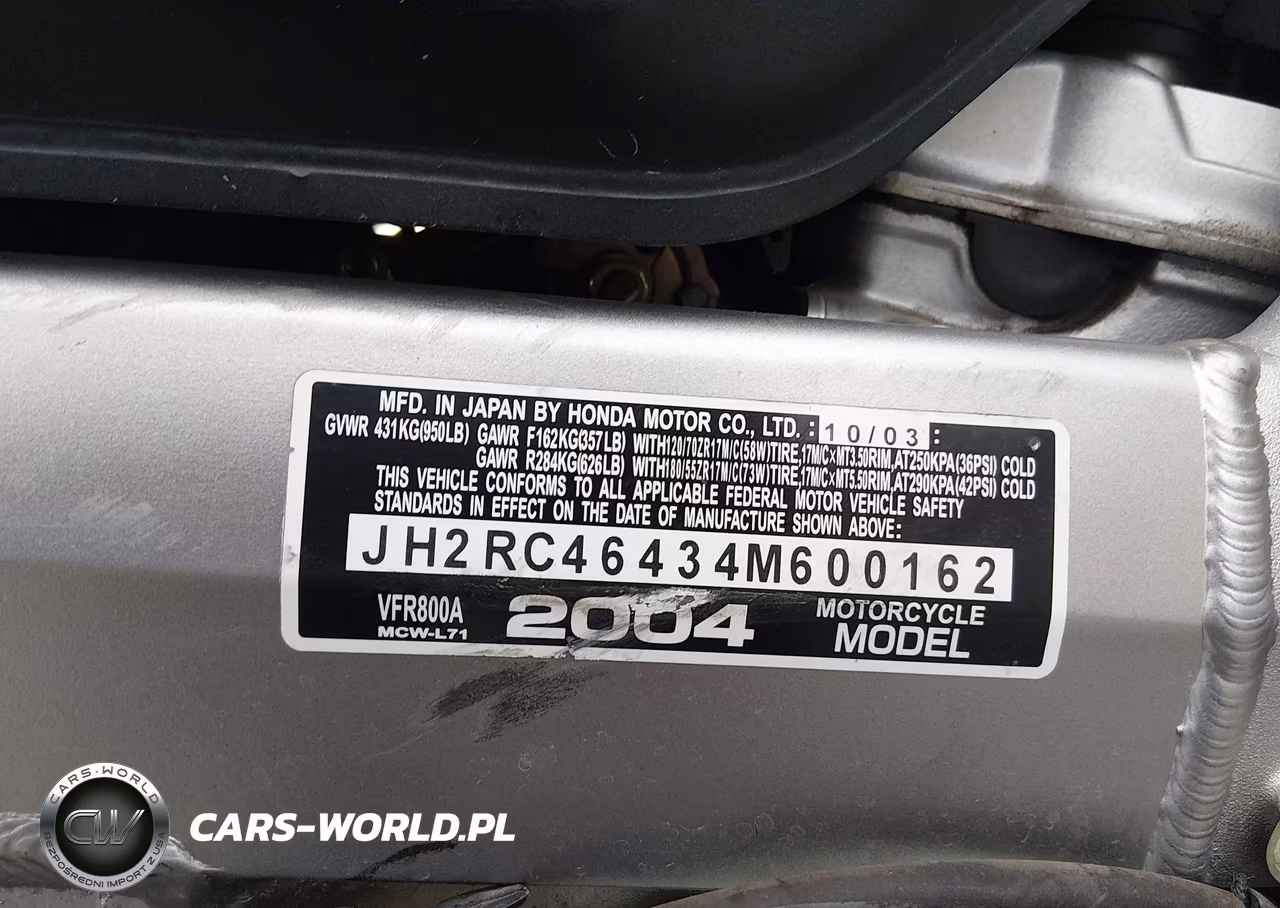 2004 Honda Vfr800 A VIN:JH2RC46434M600162 - 10