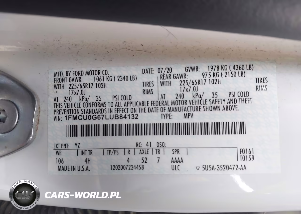 2020 Ford Escape Se VIN:1FMCU0G67LUB84132 - 9