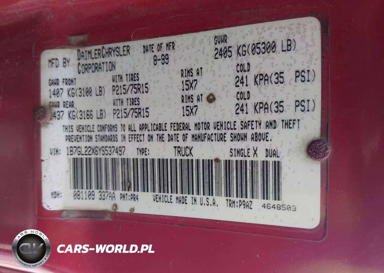 2000 Dodge Dakota Slt-Sport VIN:1B7GL22X6YS537497 - 9