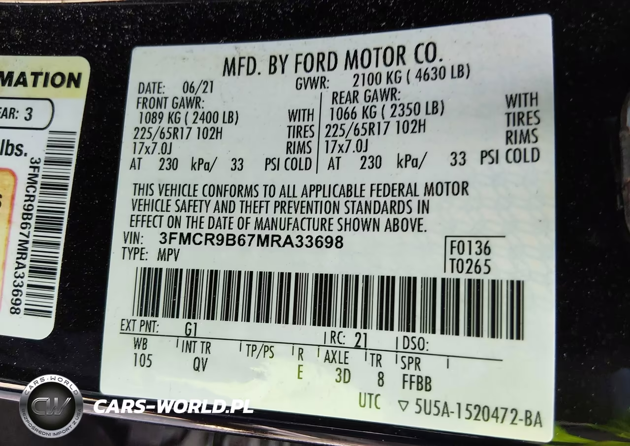 2021 Ford Bronco Sport Big Bend VIN:3FMCR9B67MRA33698 - 9
