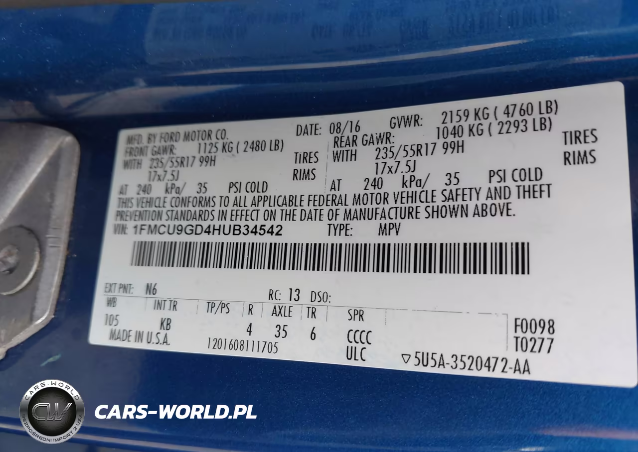 2017 Ford Escape Se VIN:1FMCU9GD4HUB34542 - 9