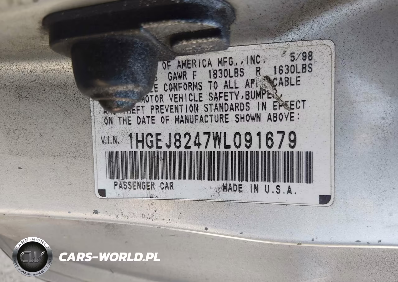 1998 Honda Civic Ex VIN:1HGEJ8247WL091679 - 9