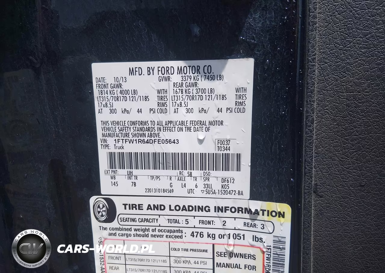 2013 Ford F-150 Svt Raptor VIN:1FTFW1R64DFE05643 - 9