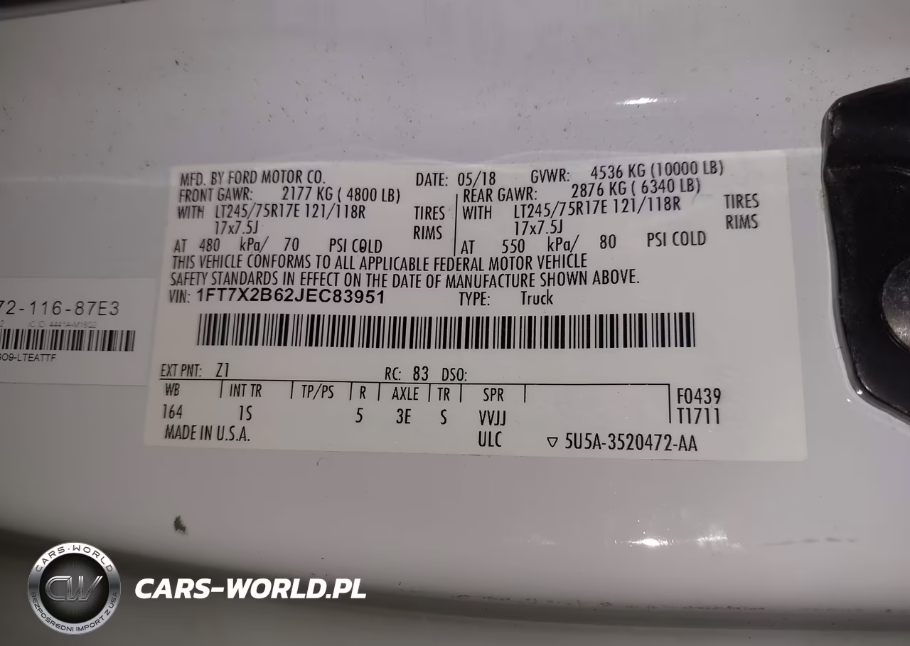 2018 Ford F-250 Xl VIN:1FT7X2B62JEC83951 - 9