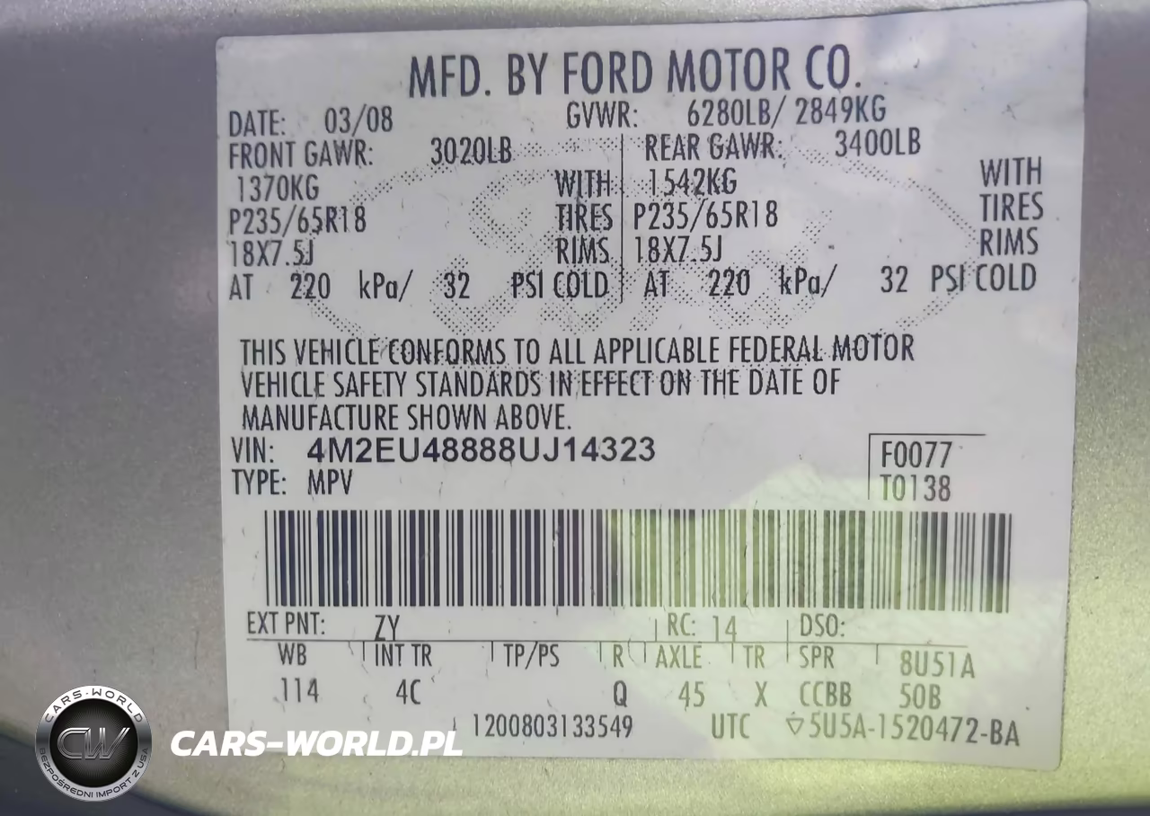 2008 Mercury Mountaineer Premier VIN:4M2EU48888UJ14323 - 9