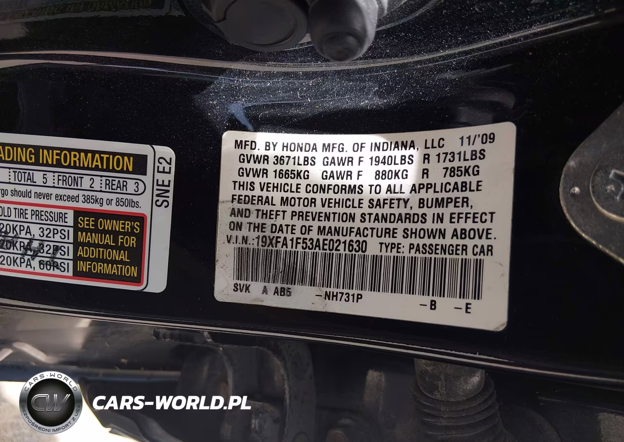 2010 Honda Civic Lx VIN:19XFA1F53AE021630 - 9
