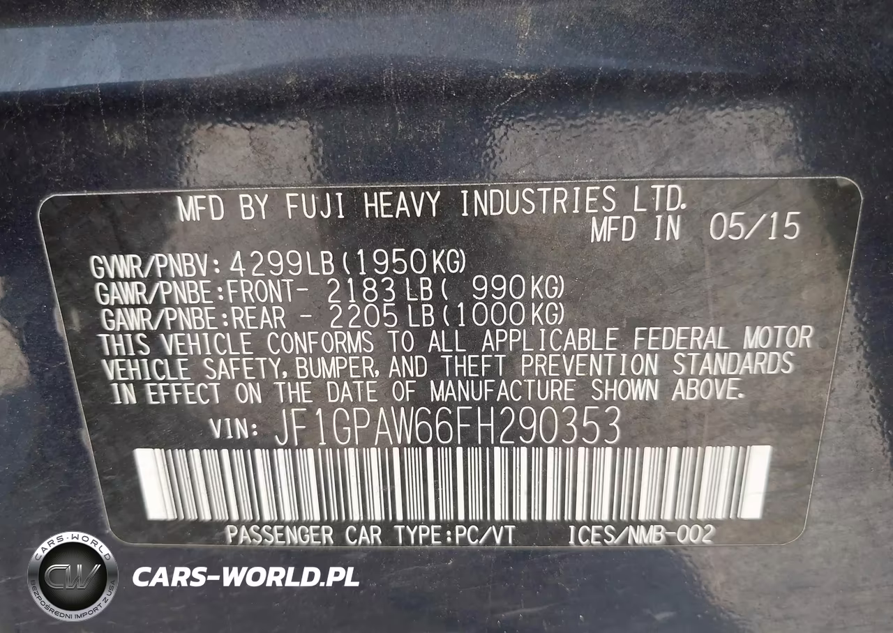 2015 Subaru Impreza 2.0I Sport Limited VIN:JF1GPAW66FH290353 - 9