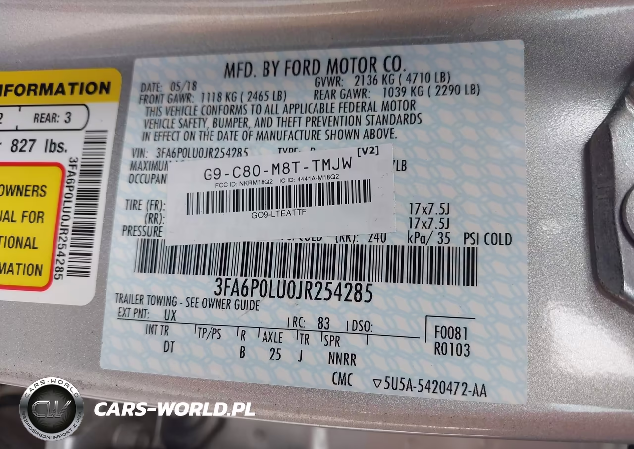 2018 Ford Fusion Hybrid Se VIN:3FA6P0LU0JR254285 - 9