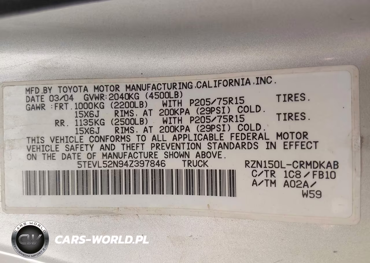 2004 Toyota Tacoma VIN:5TEVL52N94Z397846 - 9