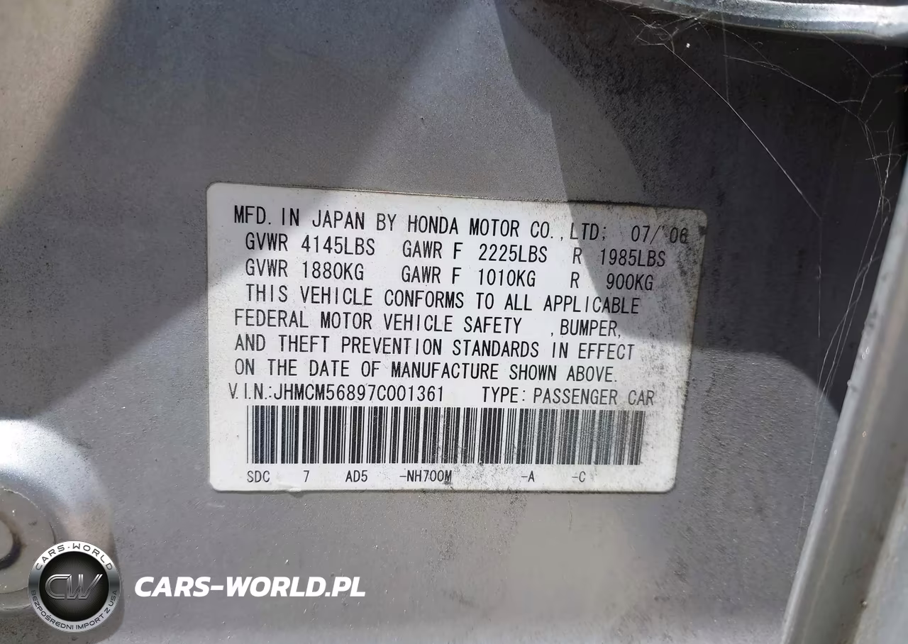2007 Honda Accord 2.4 Ex VIN:JHMCM56897C001361 - 9