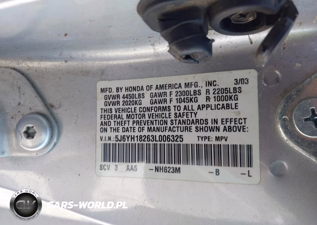 2003 Honda Element Dx VIN:5J6YH18263L006325 - 9