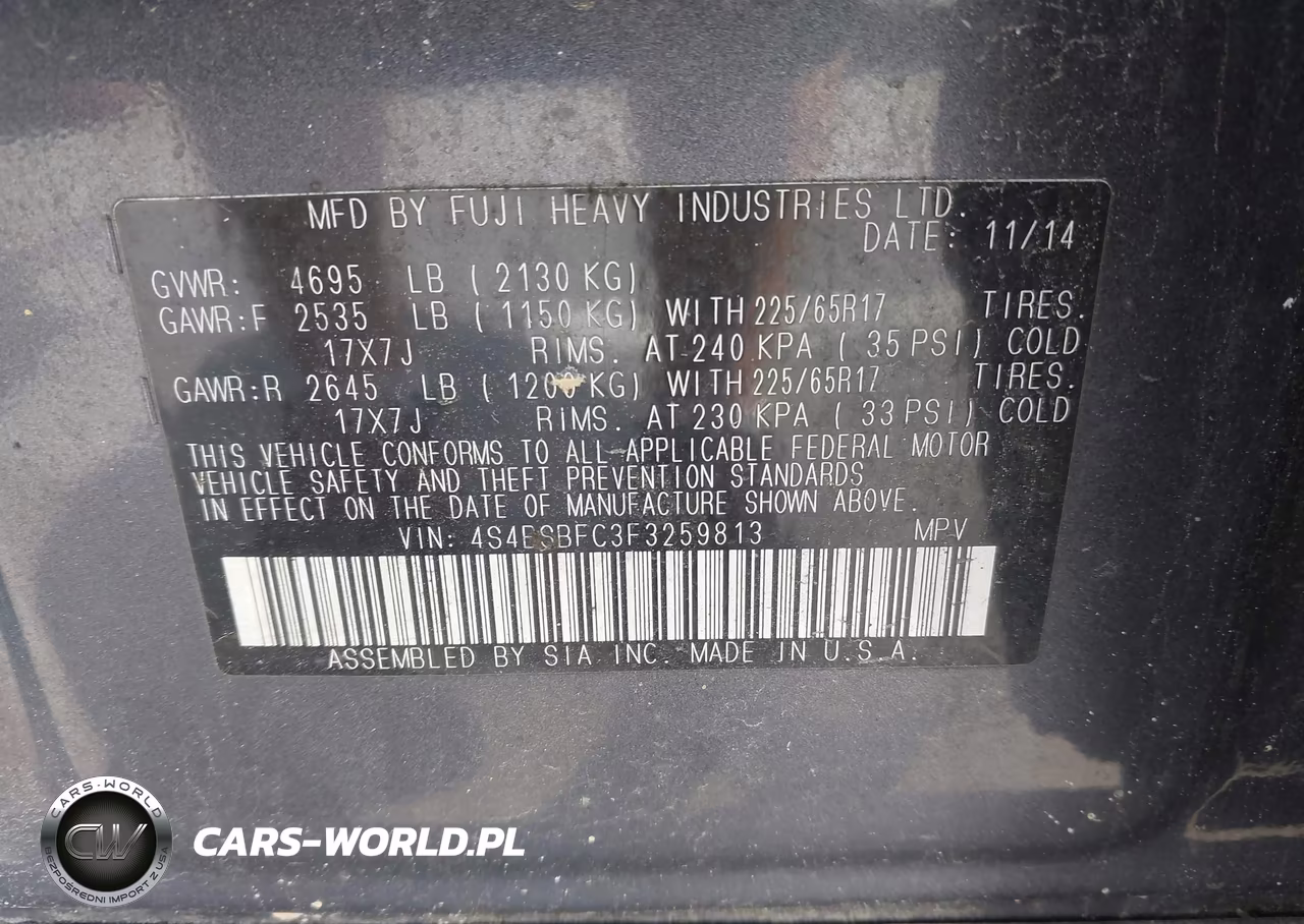2015 Subaru Outback 2.5I Premium VIN:4S4BSBFC3F3259813 - 9
