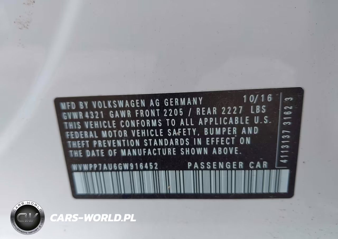 2016 Volkswagen E-Golf Sel Premium VIN:WVWPP7AU6GW916452 - 9