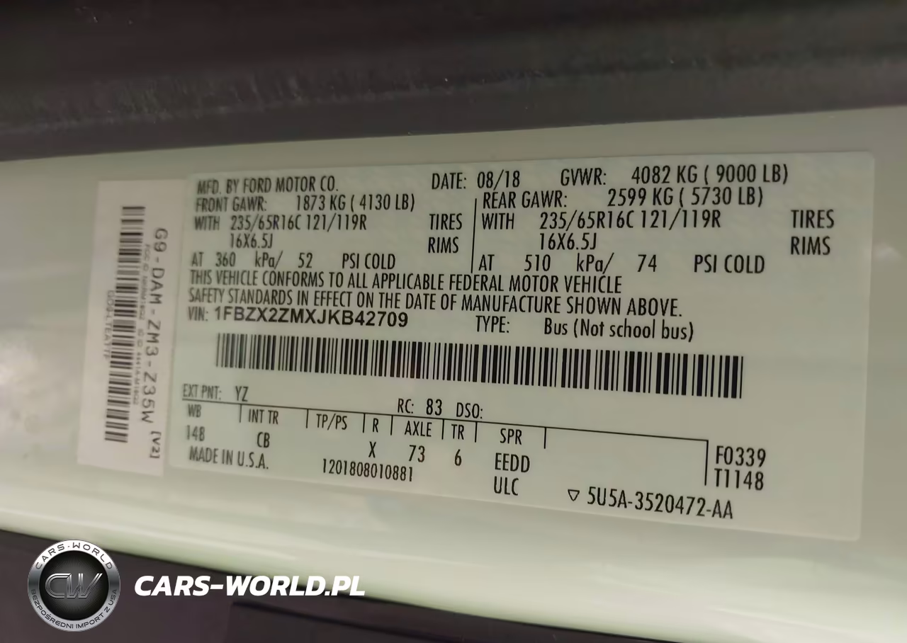 2018 Ford Transit-350 Xl VIN:1FBZX2ZMXJKB42709 - 9