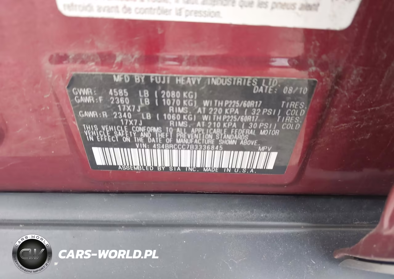 2011 Subaru Outback 2.5I Premium VIN:4S4BRCCC7B3336845 - 9