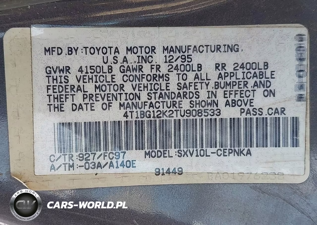 1996 Toyota Camry Dx-Le-Xle VIN:4T1BG12K2TU908533 - 9