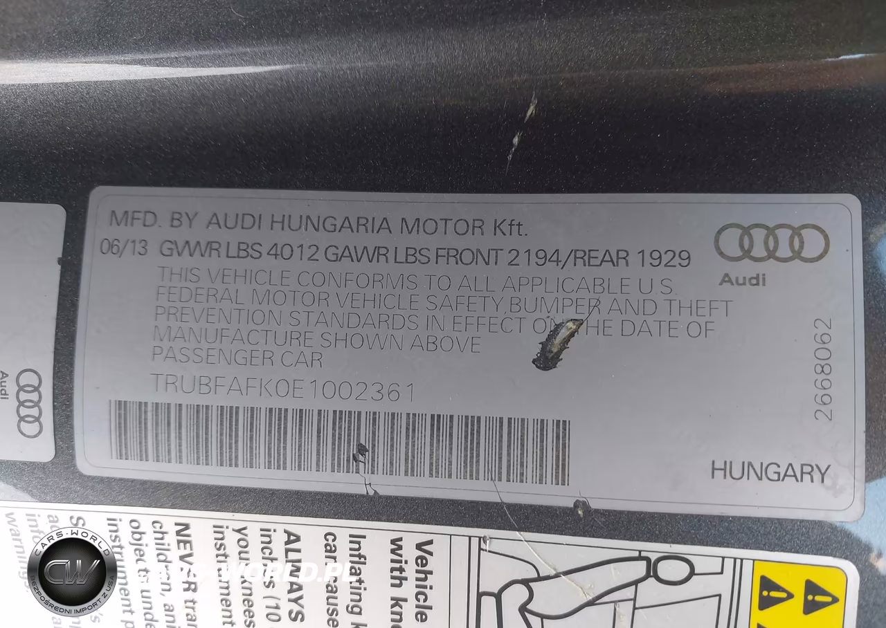 2014 Audi Tt 2.0T VIN:TRUBFAFK0E1002361 - 9