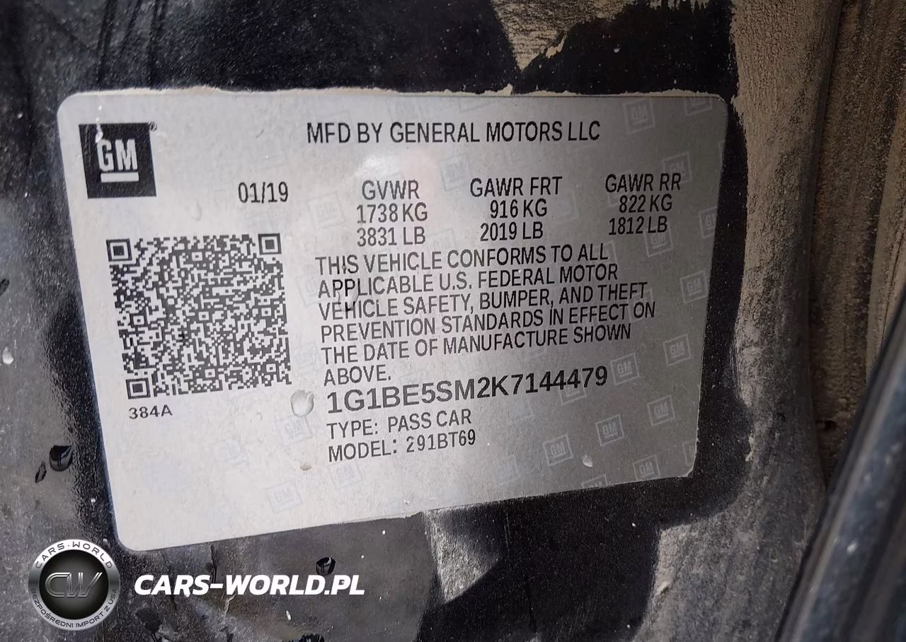 2019 Chevrolet Cruze Lt VIN:1G1BE5SM2K7144479 - 9