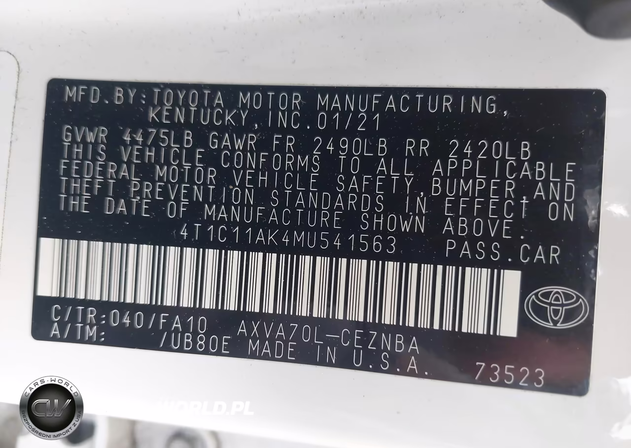 2021 Toyota Camry Le VIN:4T1C11AK4MU541563 - 9