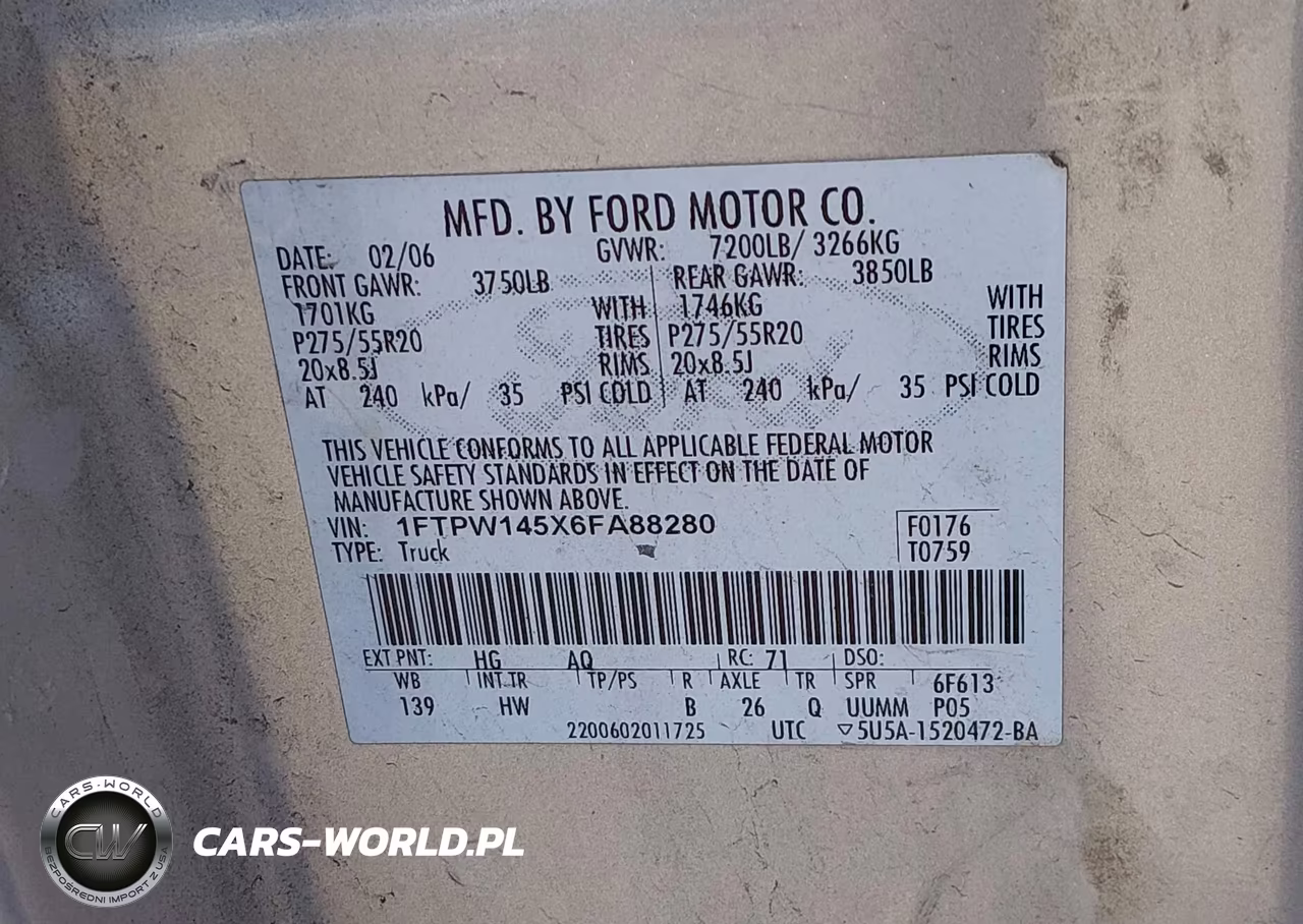 2006 Ford F-150 Fx4-Lariat-Xlt VIN:1FTPW145X6FA88280 - 9