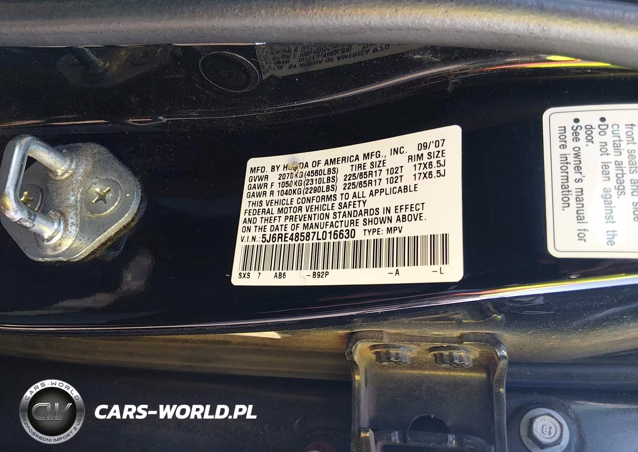 2007 Honda Cr-V Ex VIN:5J6RE48587L016630 - 9