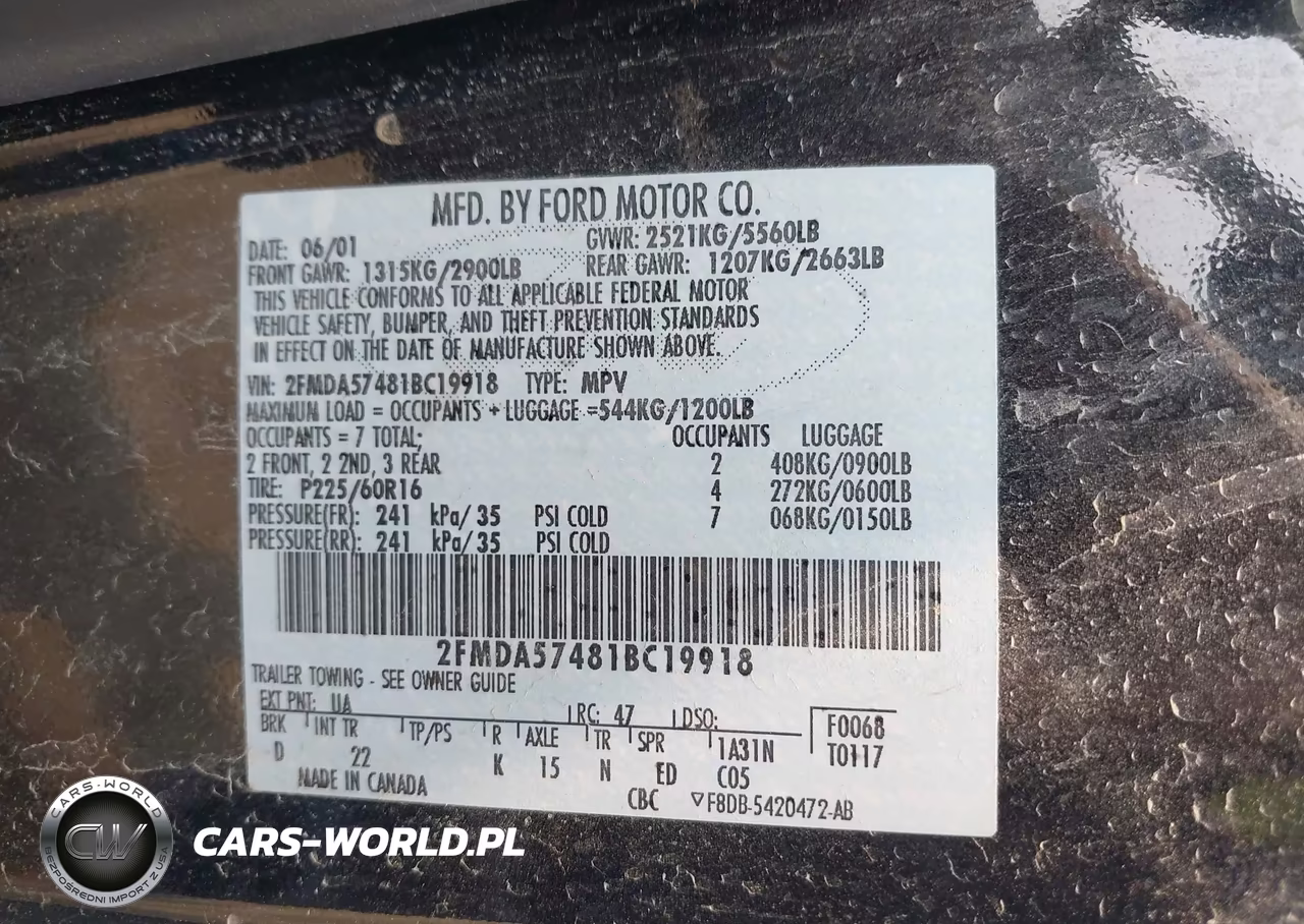 2001 Ford Windstar Se Sport VIN:2FMDA57481BC19918 - 9