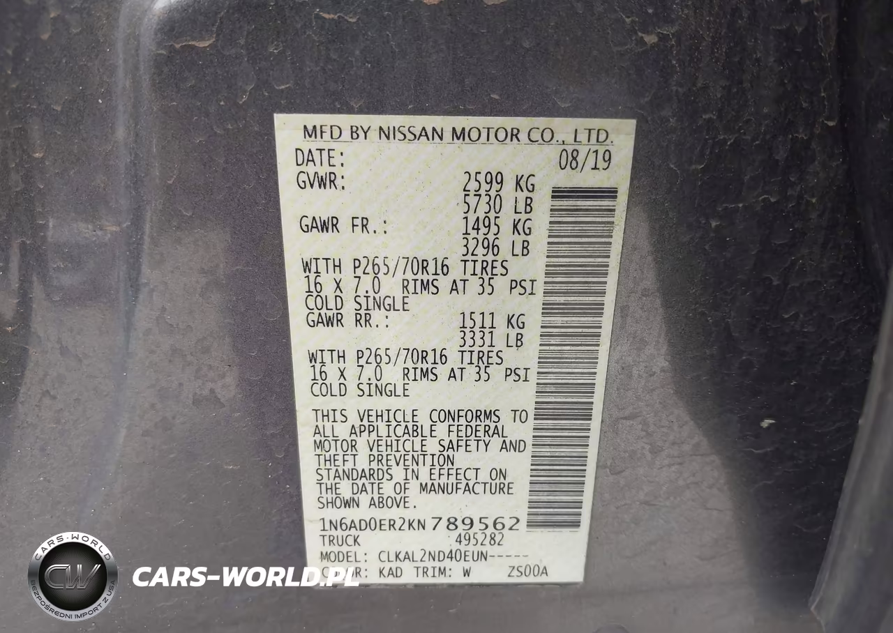 2019 Nissan Frontier Sv VIN:1N6AD0ER2KN789562 - 9