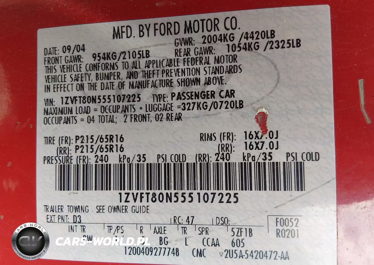 2005 Ford Mustang V6 Deluxe-V6 Premium VIN:1ZVFT80N555107225 - 9