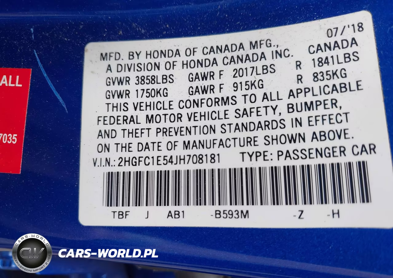 2018 Honda Civic Si VIN:2HGFC1E54JH708181 - 9