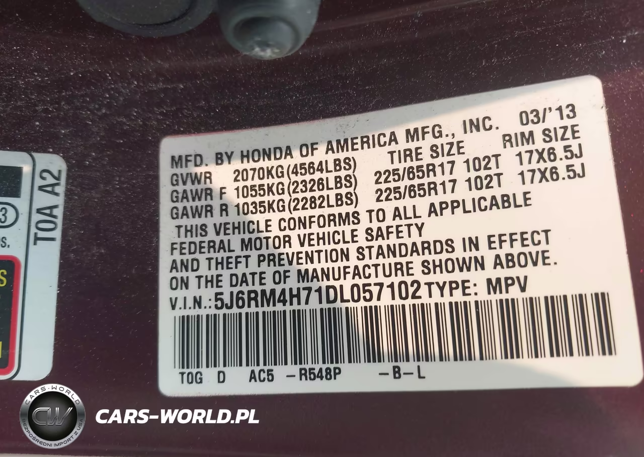 2013 Honda Cr-V Ex-L VIN:5J6RM4H71DL057102 - 9