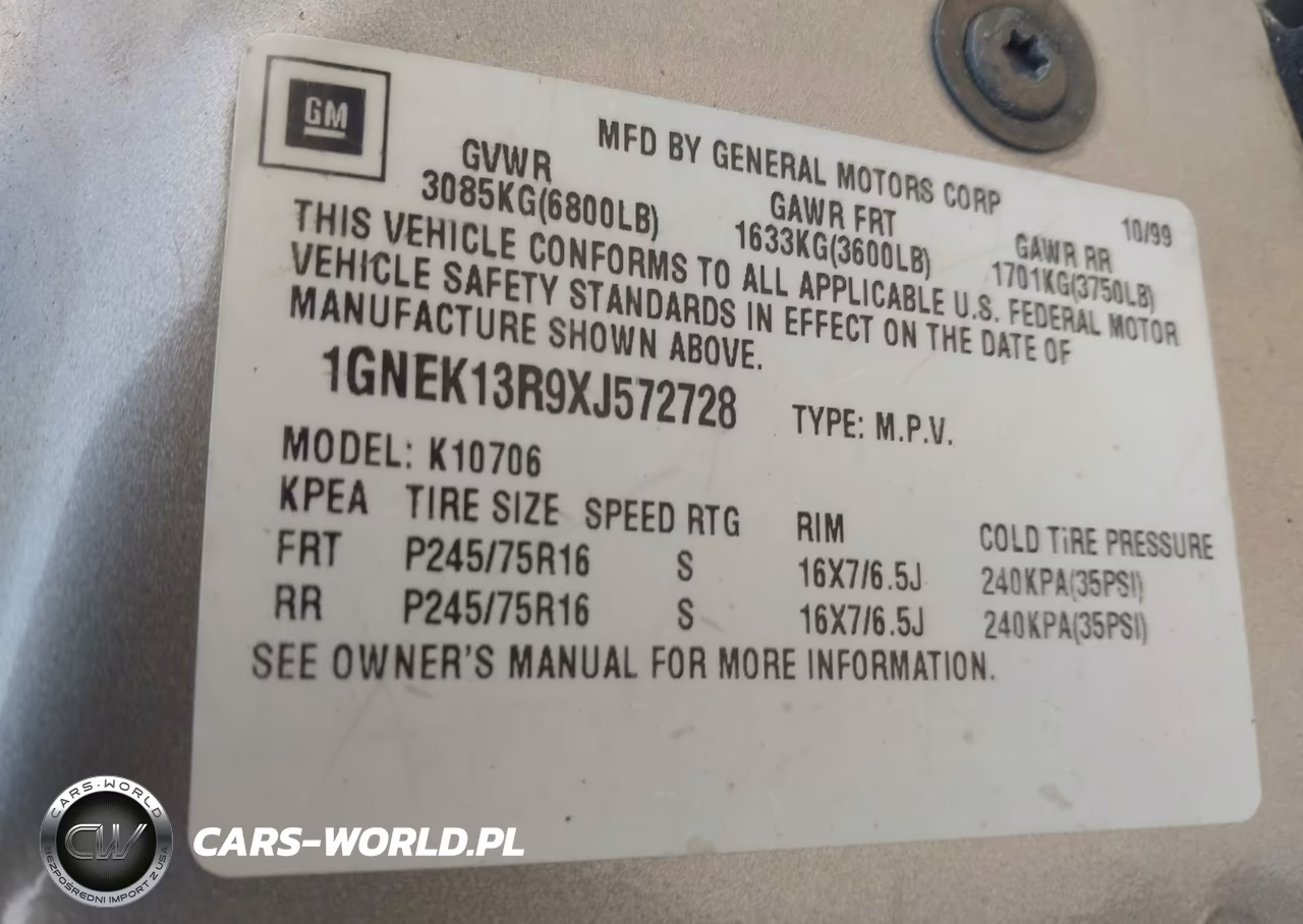 1999 Chevrolet Tahoe Ls VIN:1GNEK13R9XJ572728 - 9