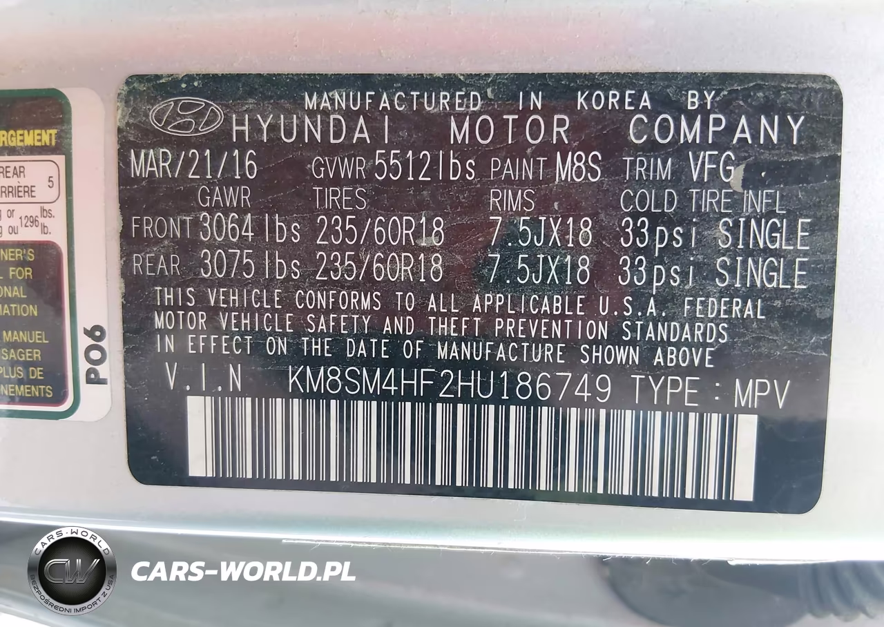 2017 Hyundai Santa Fe Se VIN:KM8SM4HF2HU186749 - 9